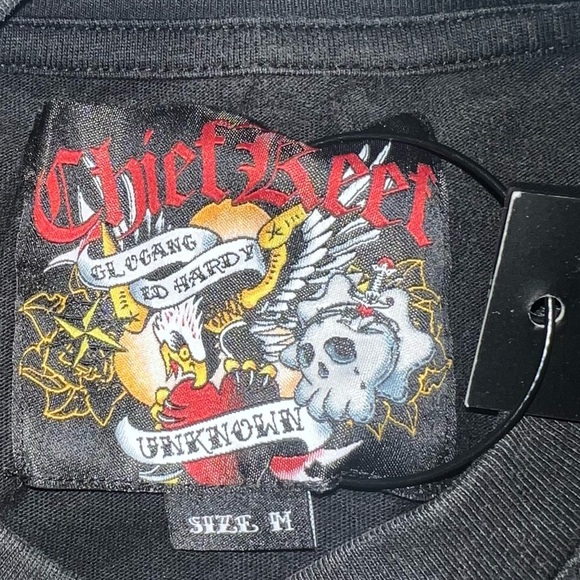 Ed Hardy × Glo Gang rare ED HARDY CHIEF KEEF GLO GANG UNKNOWN men’s t shirt M - Picture 4 of 9